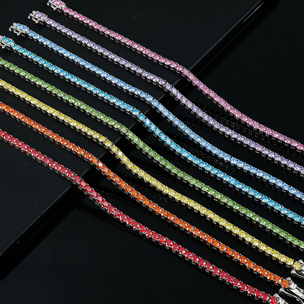 HipHop 3/4/5/6,5 MM Renkli Gök - Moissanite Tennis Bracelet 925 Sterling incelemesi ve fiyatı