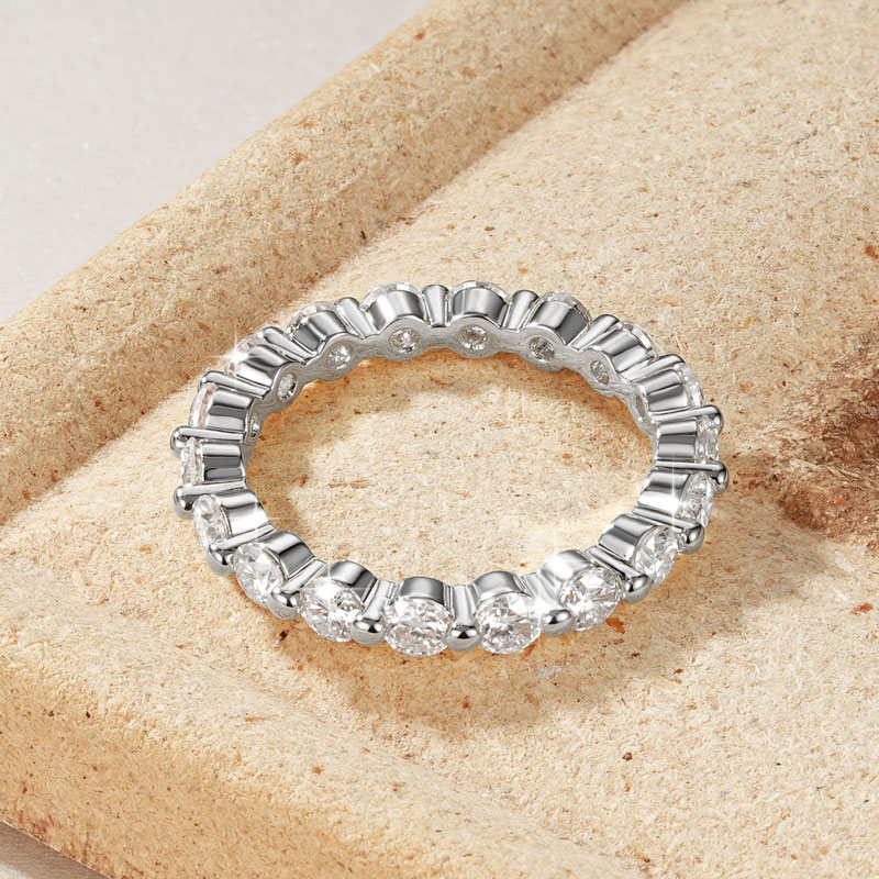 IOGOU Köpüklü 3mm 2.5mm D Moza - Moissanite Eternity Band Ring Stackable incelemesi ve fiyatı