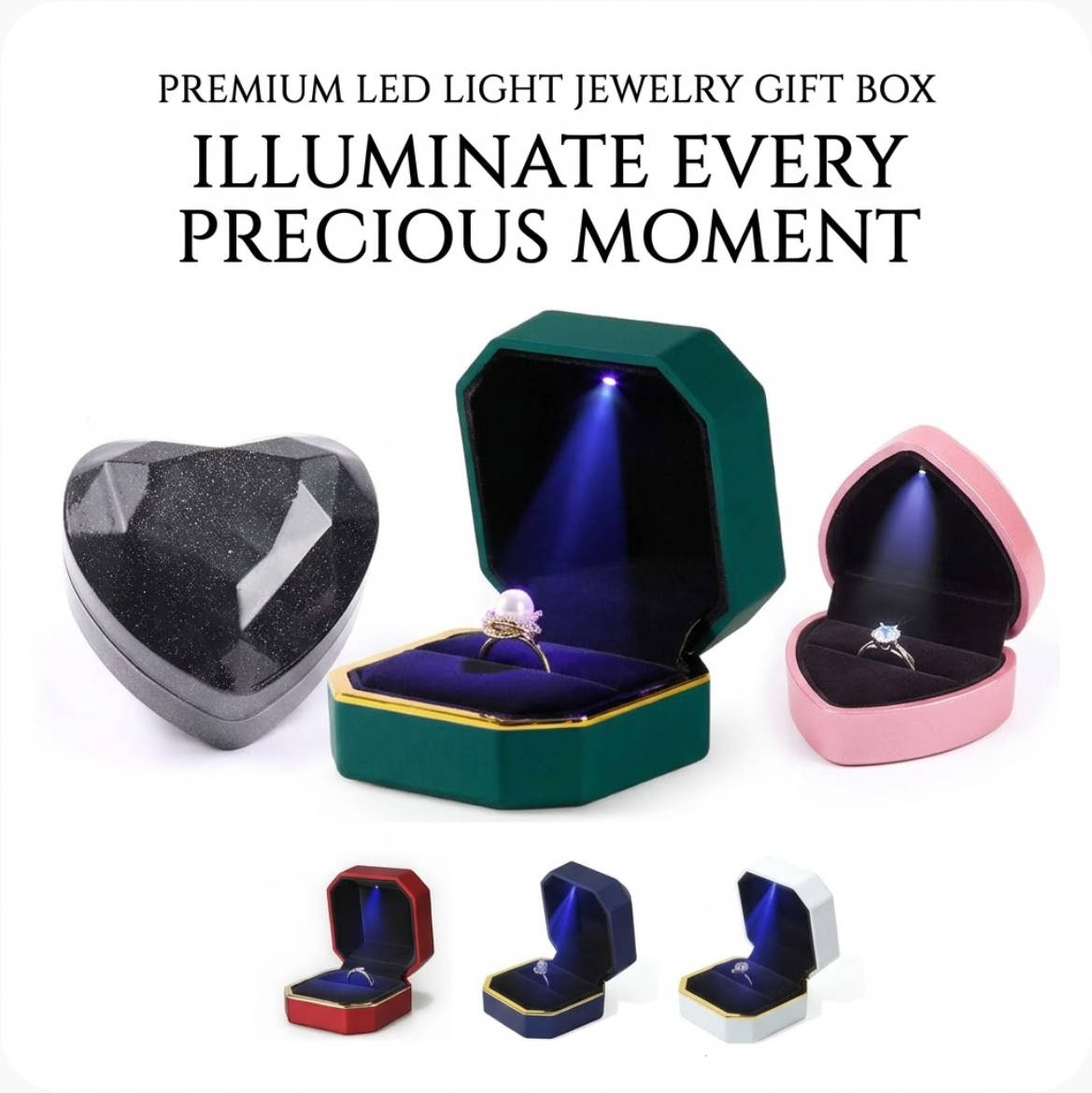Kalp Şeklinde LED Işıklı Mücev - Velvet Ring Box Led Light Proposal incelemesi ve fiyatı