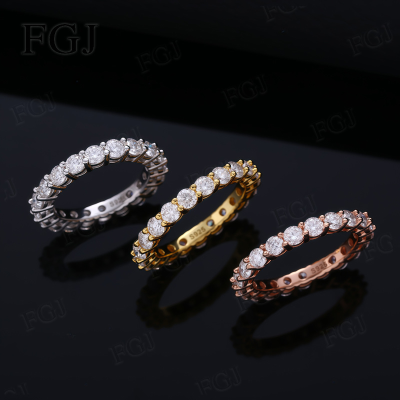925 Ayar Gümüş Kadın Yüzüğü, M - Moissanite Eternity Band Ring Stackable incelemesi ve fiyatı