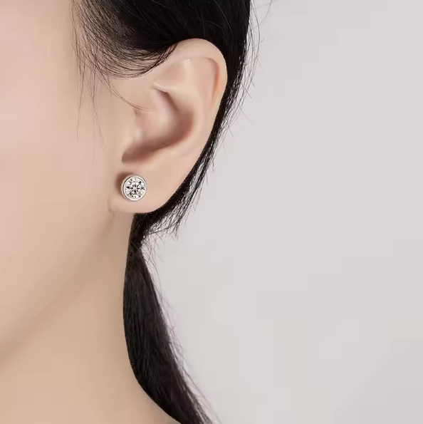 1 Karat Moissanite Taşlı Küpe, - Moissanite Stud Earrings Round Cut 1Ct incelemesi ve fiyatı