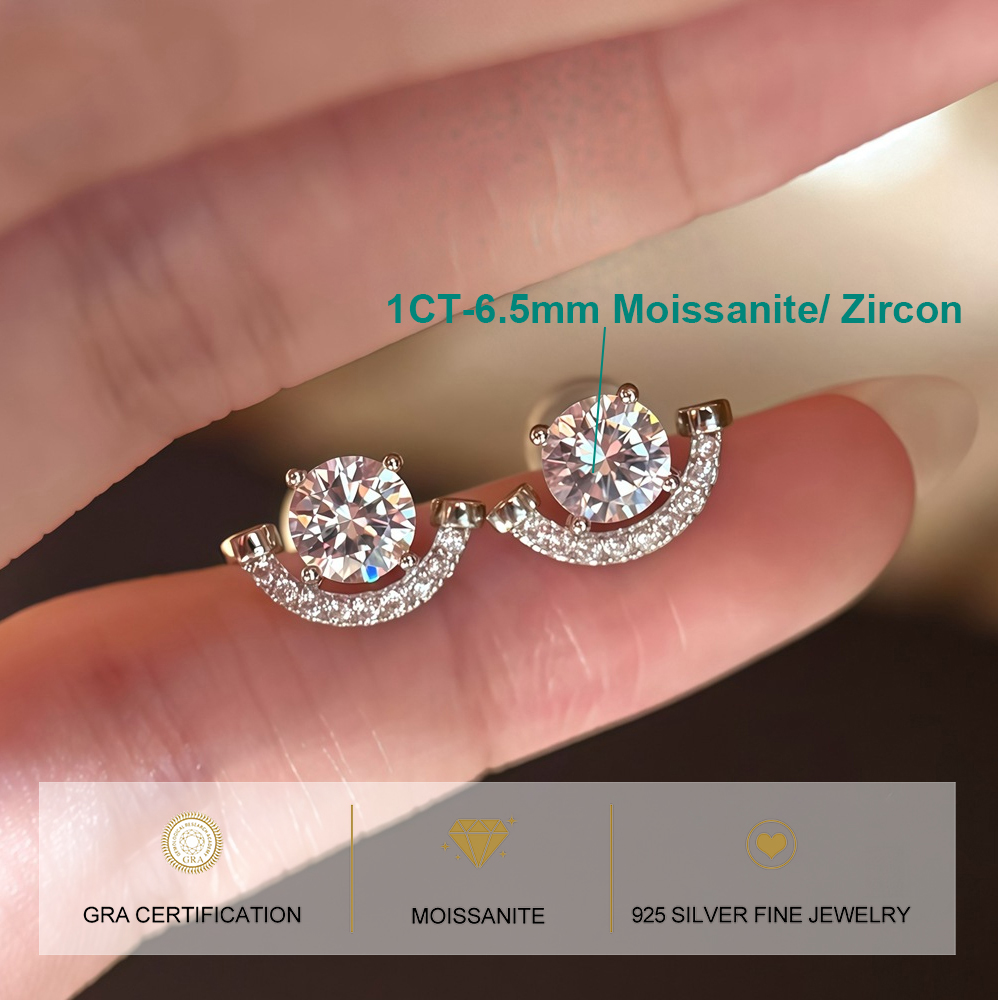 Sertifikalı 1 Karat Yuvarlak K - Moissanite Stud Earrings Round Cut 1Ct incelemesi ve fiyatı