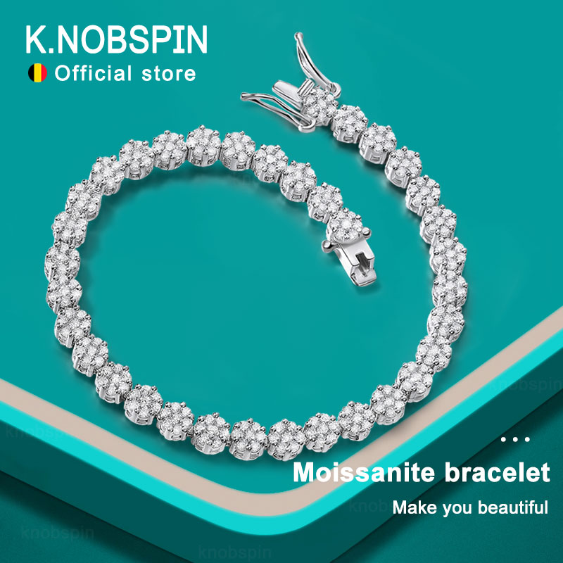 KNOBSPIN D VVS1 Mozanit tenis  - Moissanite Tennis Bracelet 925 Sterling incelemesi ve fiyatı