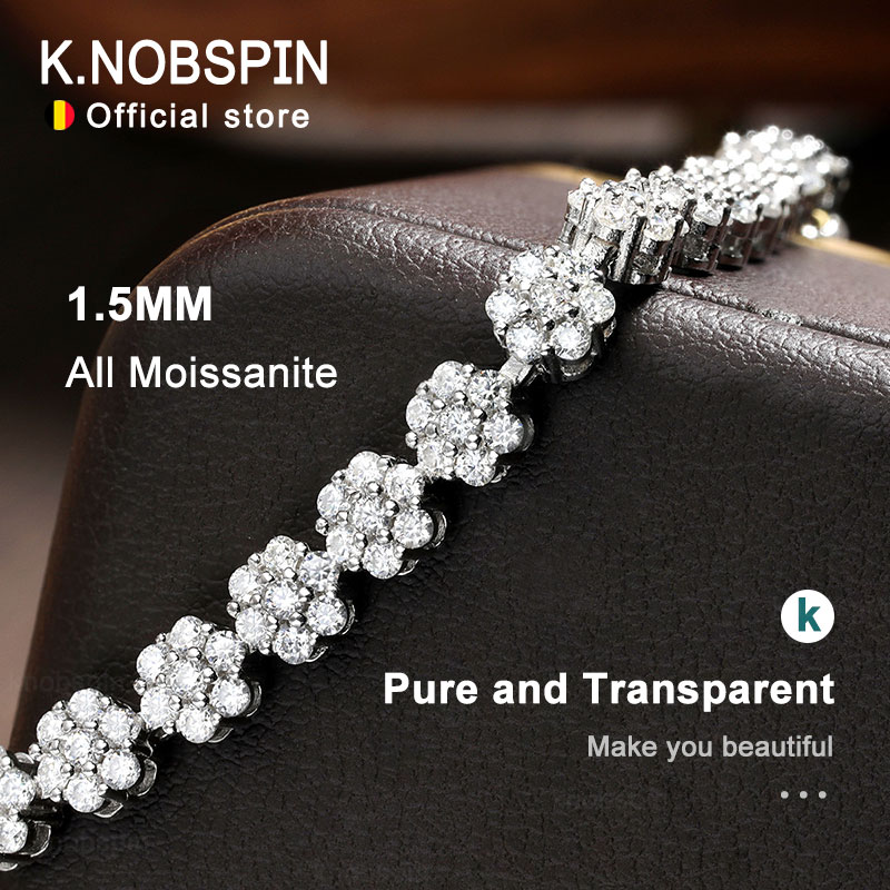 KNOBSPIN D VVS1 Mozanit tenis  - Moissanite Tennis Bracelet 925 Sterling incelemesi ve fiyatı