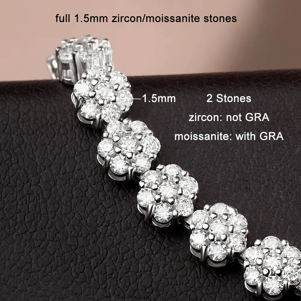 GRA Sertifikalı 4.5mm Çiçek Ta - Moissanite Tennis Bracelet 925 Sterling incelemesi ve fiyatı