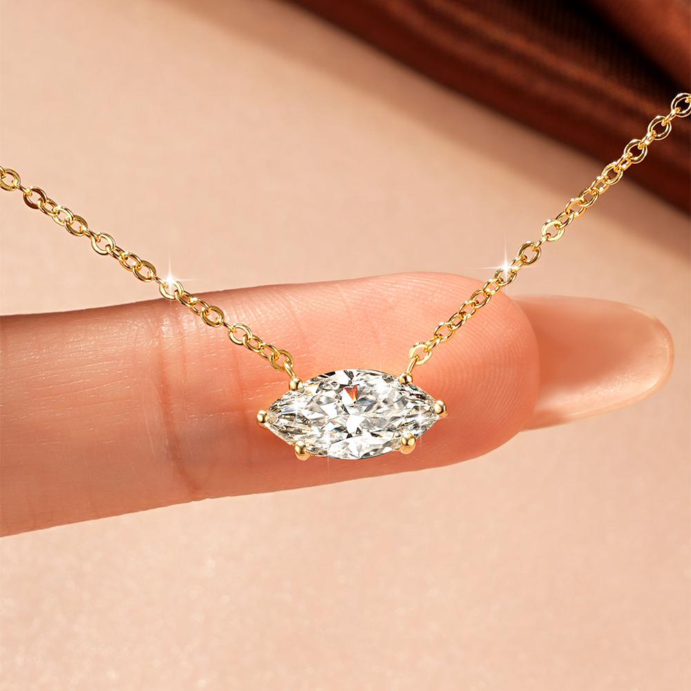Lnkry Köpüklü 6x12mm Markiz Ke - Moissanite Pendant Necklace Solitaire incelemesi ve fiyatı