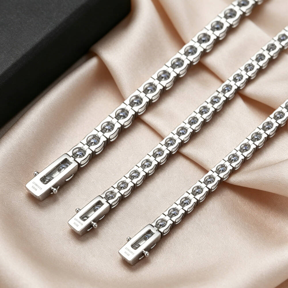 925 Ayar Gümüş Yuvarlak Kesim  - Moissanite Tennis Bracelet 925 Sterling incelemesi ve fiyatı