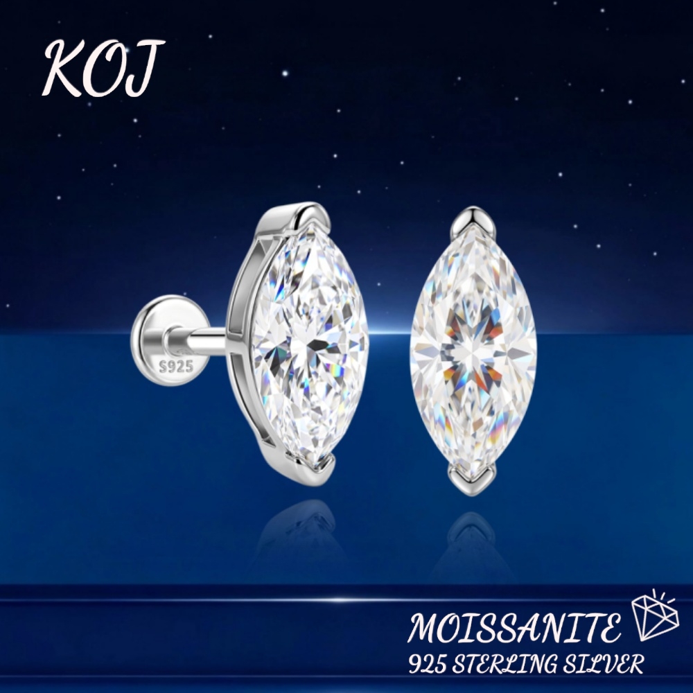 KOJ 1PC S925 Gümüş, Marquise K - Moissanite Stud Earrings Round Cut 1Ct incelemesi ve fiyatı