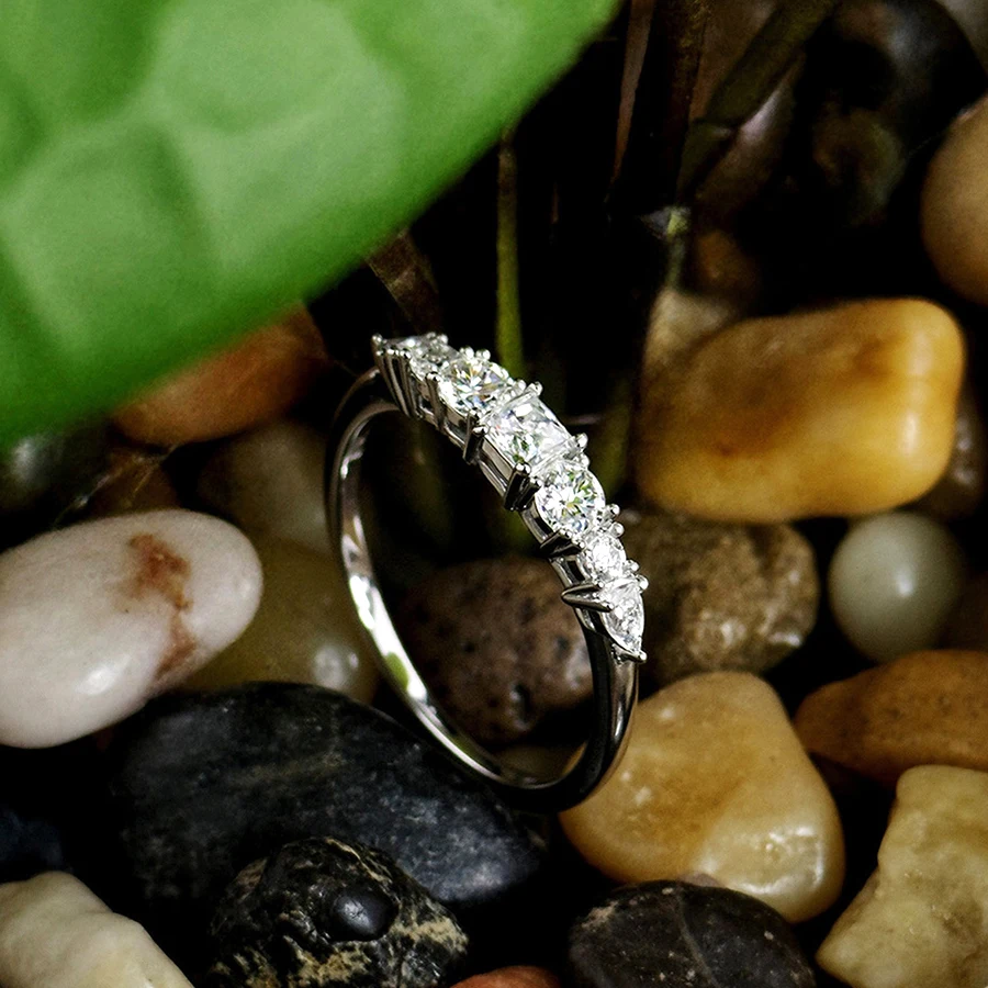 QIBAOKU Prenses Moissanite Son - Moissanite Eternity Band Ring Stackable incelemesi ve fiyatı