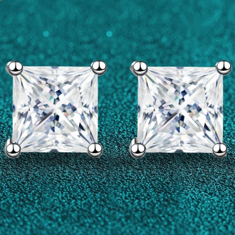 1Ct 2Ct Prenses Kesim Mozanit  - Moissanite Stud Earrings Round Cut 1Ct incelemesi ve fiyatı