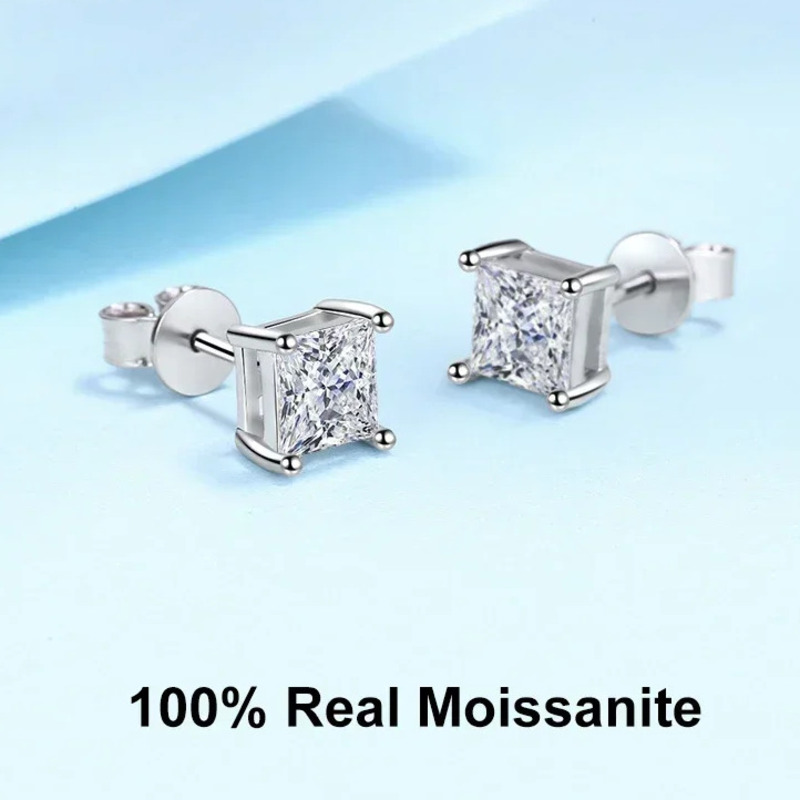 1Ct 2Ct Prenses Kesim Mozanit  - Moissanite Stud Earrings Round Cut 1Ct incelemesi ve fiyatı