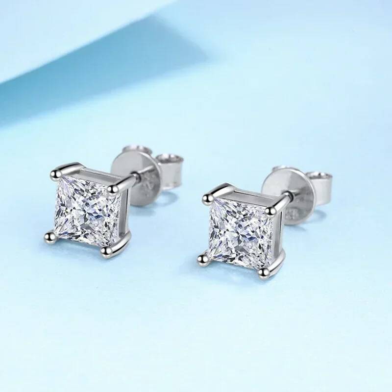 1Ct 2Ct Prenses Kesim Mozanit  - Moissanite Stud Earrings Round Cut 1Ct incelemesi ve fiyatı