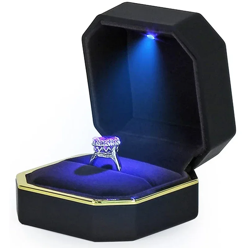 Yeni 1 adet lüks yüzük kutusu  - Velvet Ring Box Led Light Proposal incelemesi ve fiyatı