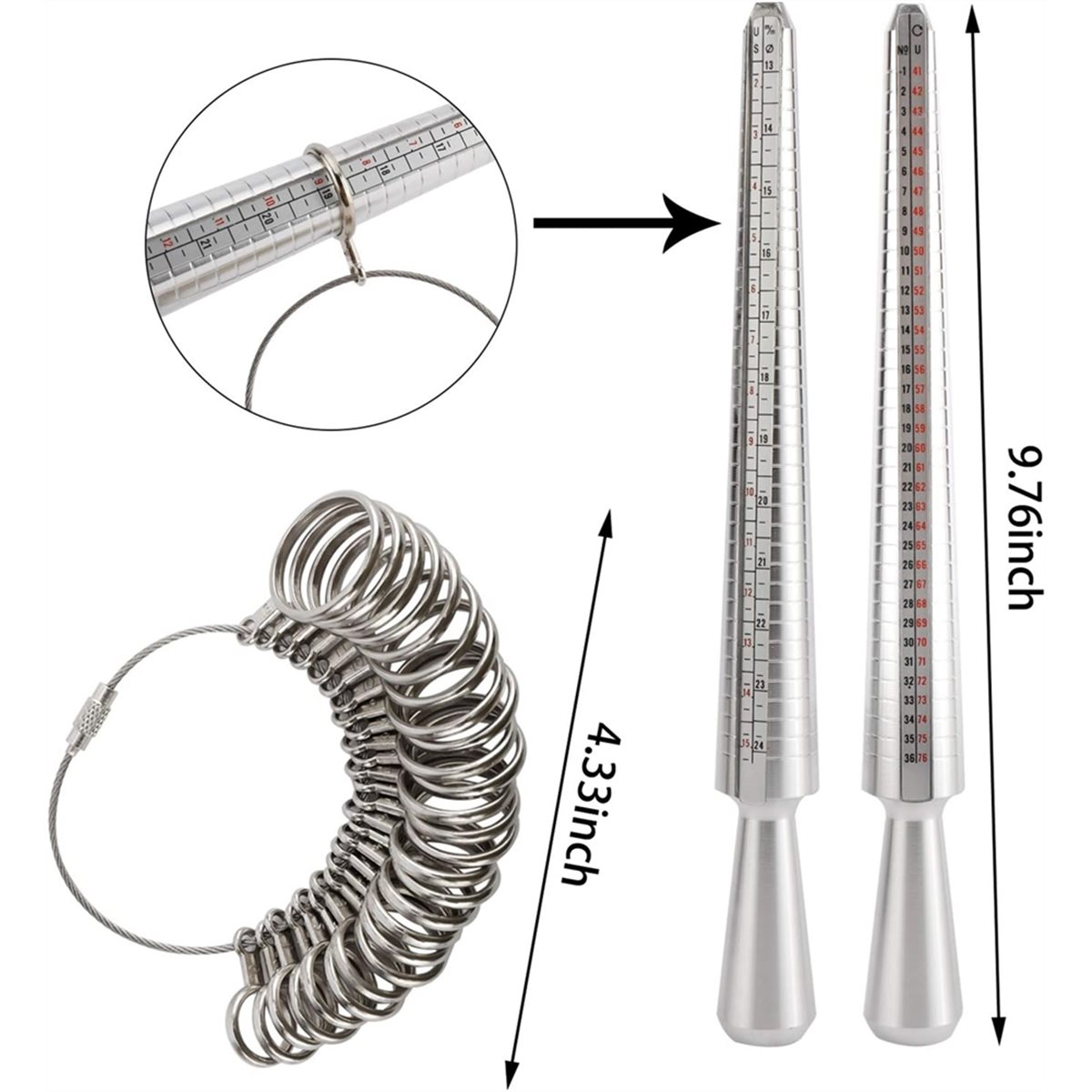 (ABAB) Yüzük Ölçer Ölçüm Aleti - Ring Sizer Measuring Tool Mandrel Set incelemesi ve fiyatı