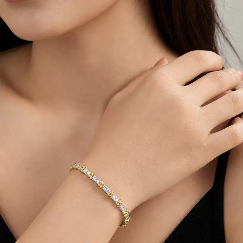 TY İki Renkli X-Link 925 Ayar  - Moissanite Tennis Bracelet 925 Sterling incelemesi ve fiyatı