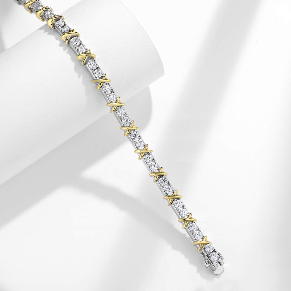 TY İki Renkli X-Link 925 Ayar  - Moissanite Tennis Bracelet 925 Sterling incelemesi ve fiyatı