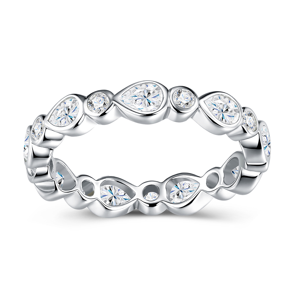 S925 Gümüş Tam Daimi Yüzük Çer - Moissanite Eternity Band Ring Stackable incelemesi ve fiyatı
