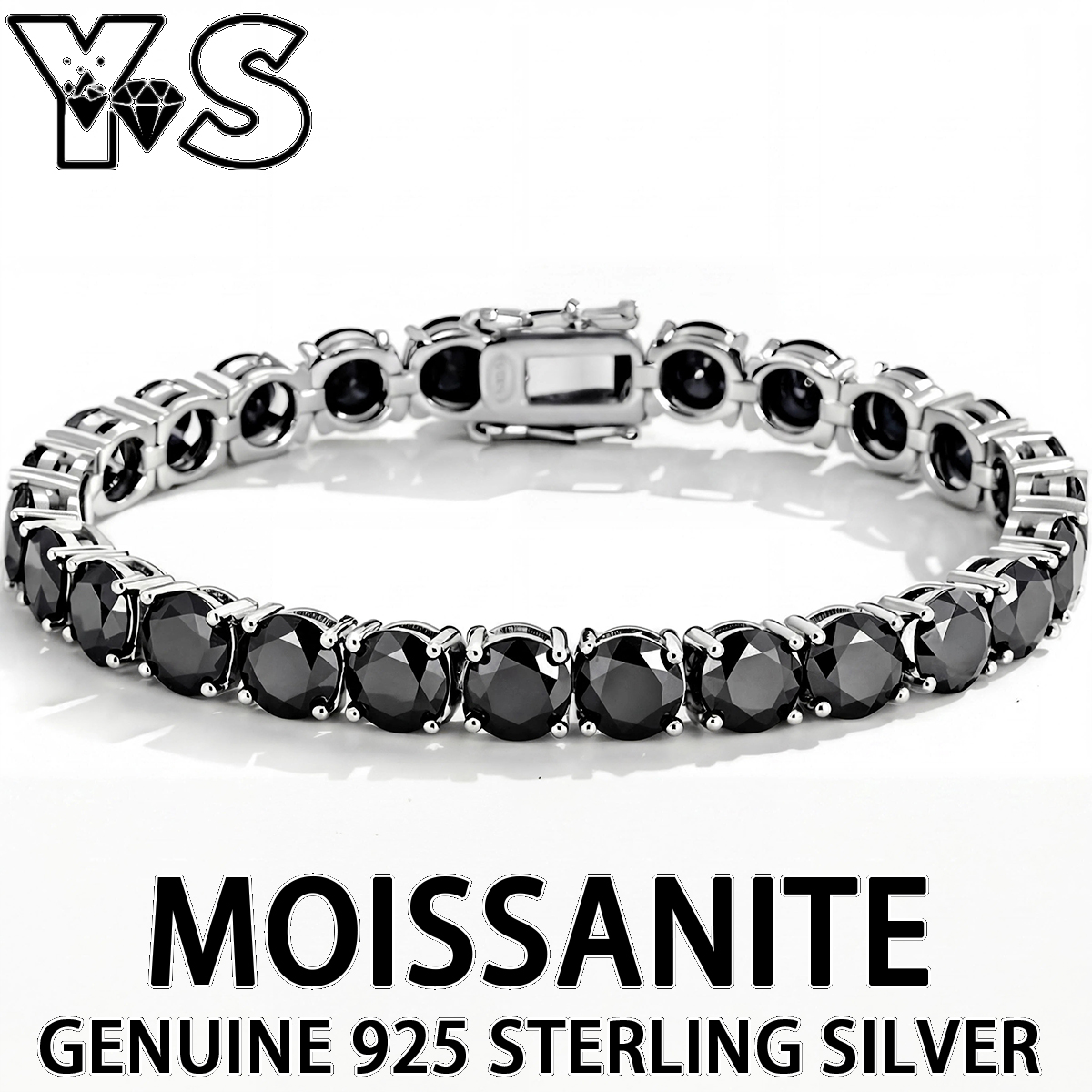 S925 Ayar Gümüş Siyah Mozanit  - Moissanite Tennis Bracelet 925 Sterling incelemesi ve fiyatı