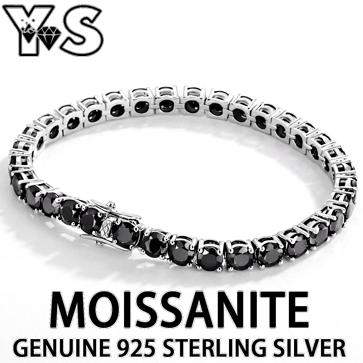 S925 Ayar Gümüş Siyah Mozanit  - Moissanite Tennis Bracelet 925 Sterling incelemesi ve fiyatı