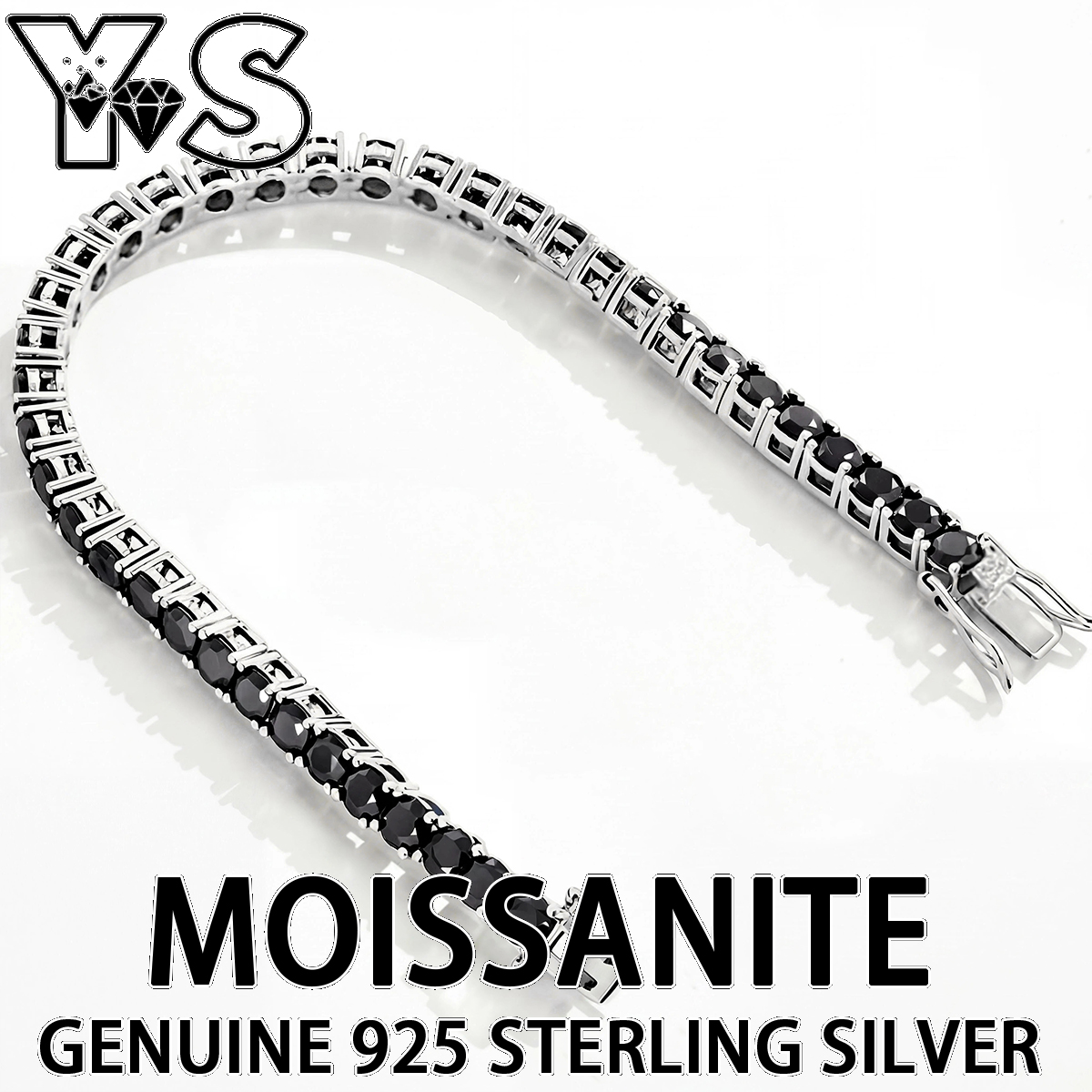 S925 Ayar Gümüş Siyah Mozanit  - Moissanite Tennis Bracelet 925 Sterling incelemesi ve fiyatı