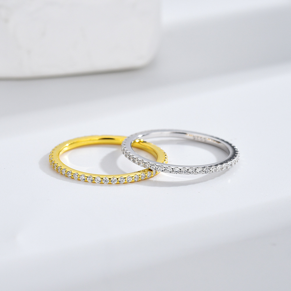 Kadınlar için İstiflenebilir S - Moissanite Eternity Band Ring Stackable incelemesi ve fiyatı