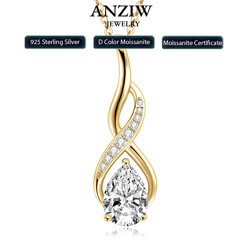 Anziw 7x10mm 2ct Armut Kesim M - Moissanite Pendant Necklace Solitaire incelemesi ve fiyatı