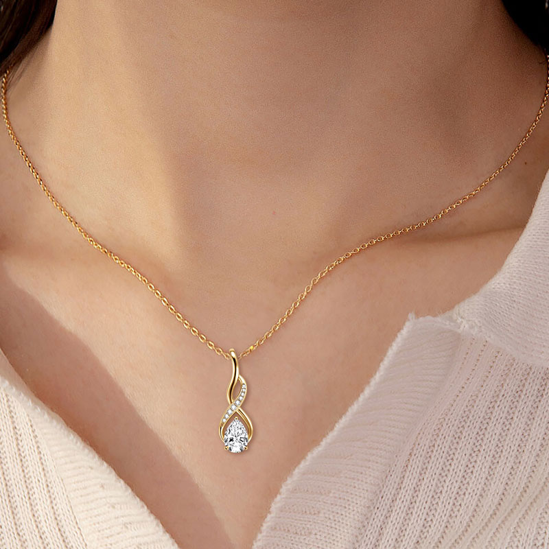 Anziw 7x10mm 2ct Armut Kesim M - Moissanite Pendant Necklace Solitaire incelemesi ve fiyatı