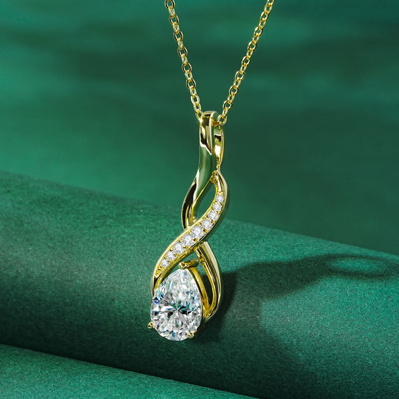 Anziw 7x10mm 2ct Armut Kesim M - Moissanite Pendant Necklace Solitaire incelemesi ve fiyatı