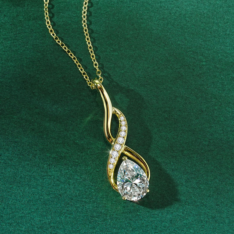Anziw 7x10mm 2ct Armut Kesim M - Moissanite Pendant Necklace Solitaire incelemesi ve fiyatı