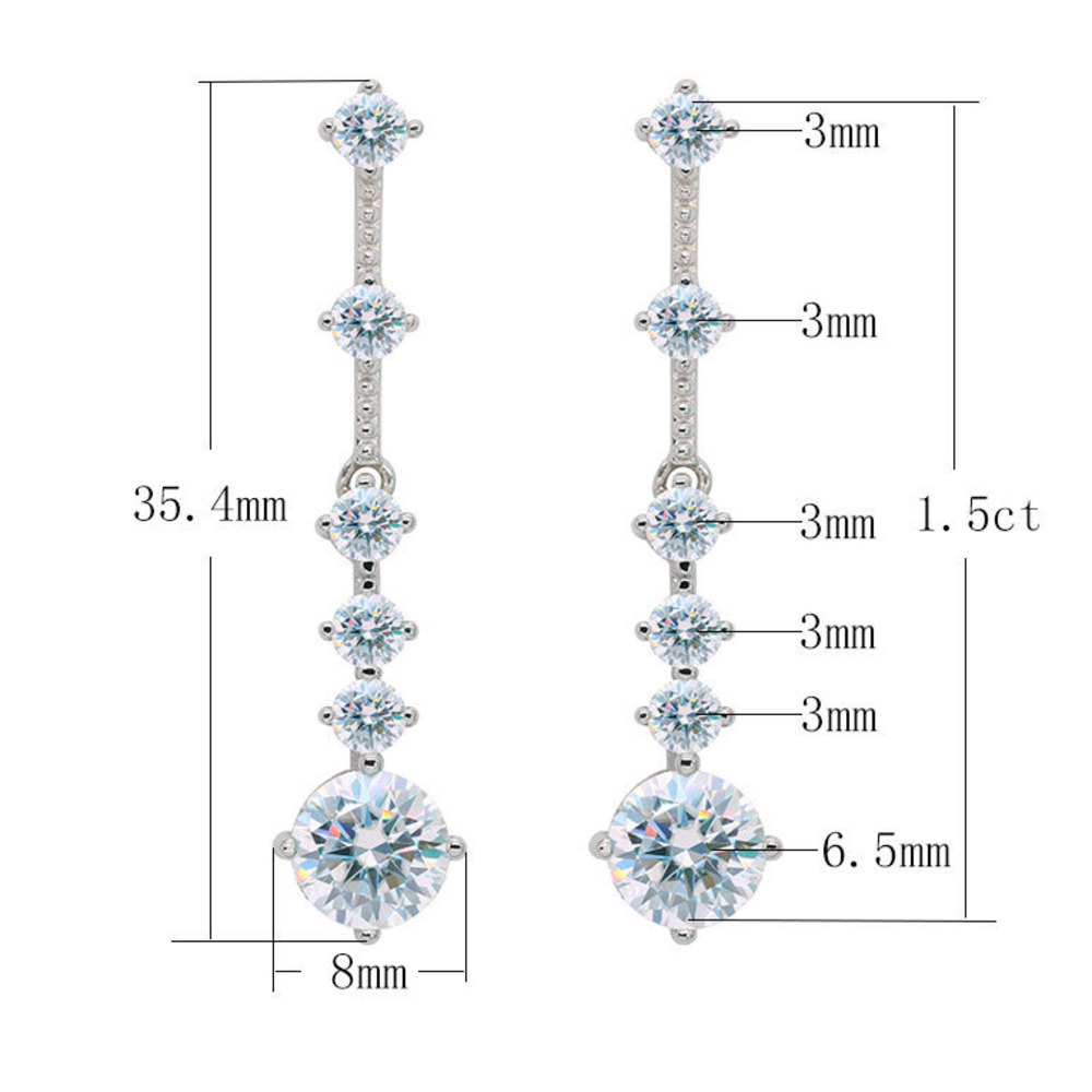925 Ayar Gümüş, 1 Karat Yuvarl - Moissanite Stud Earrings Round Cut 1Ct incelemesi ve fiyatı