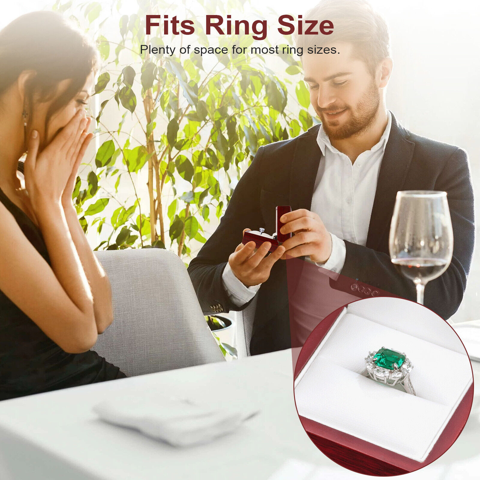 Kırmızı LED Işıklı Ahşap Yüzük - Velvet Ring Box Led Light Proposal incelemesi ve fiyatı