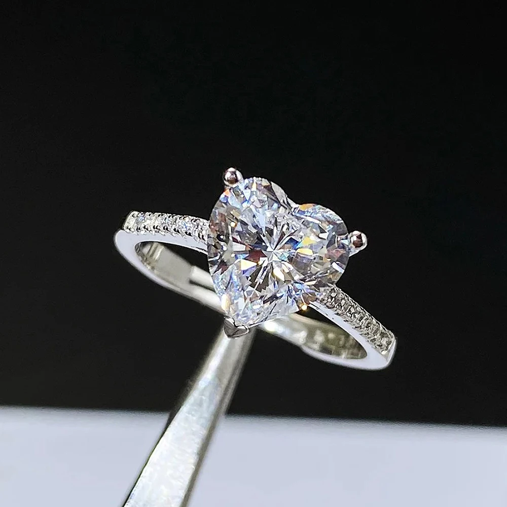 1/2 karat Kalp Kesim Mozanit A - Moissanite Engagement Ring 2 Carat D Vvs1 incelemesi ve fiyatı