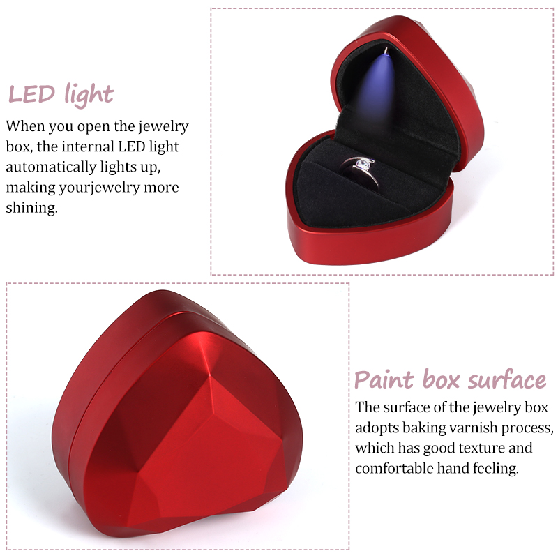 Kalp Kare Şekilli LED Işık Yüz - Velvet Ring Box Led Light Proposal incelemesi ve fiyatı