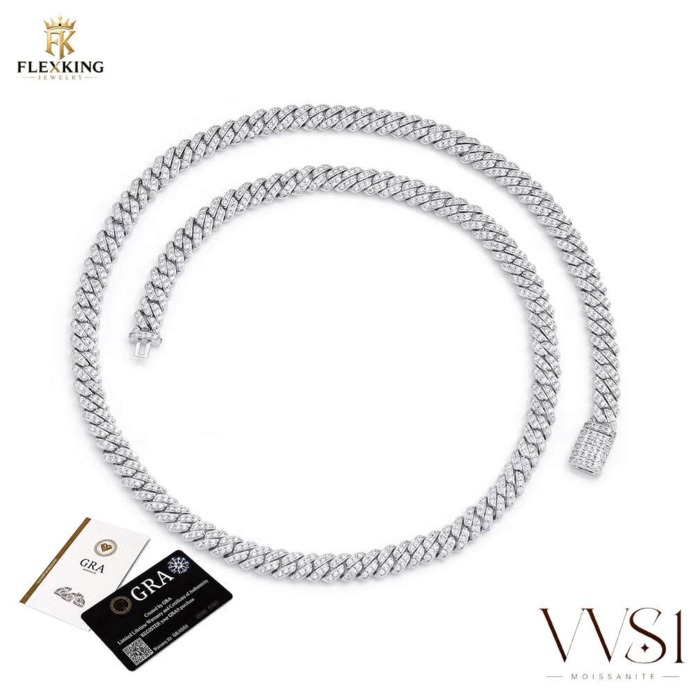FLEXKING 6mm 8mm Pirinç Kaplam - Moissanite Cuban Link Chain Iced Out incelemesi ve fiyatı