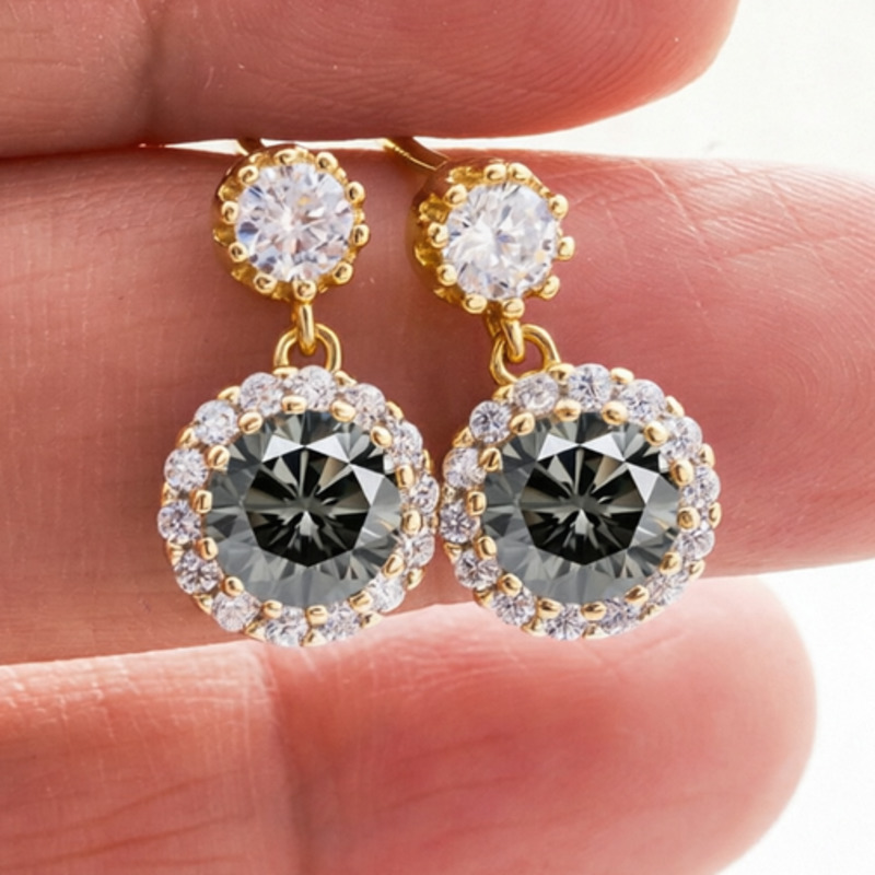 Jellystory S925 Ayar Gümüş Moz - Moissanite Stud Earrings Round Cut 1Ct incelemesi ve fiyatı