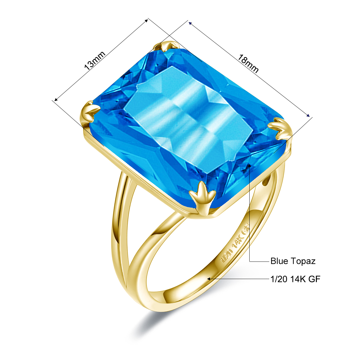 Mavi Topaz Yüzük Katı 14 k Alt - Lab Grown Diamond Ring 14K Gold incelemesi ve fiyatı
