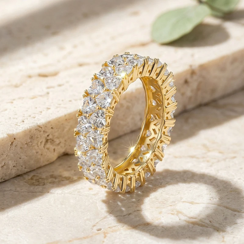 FCGJHW 3 mm Kalp Şeklinde Mois - Moissanite Eternity Band Ring Stackable incelemesi ve fiyatı