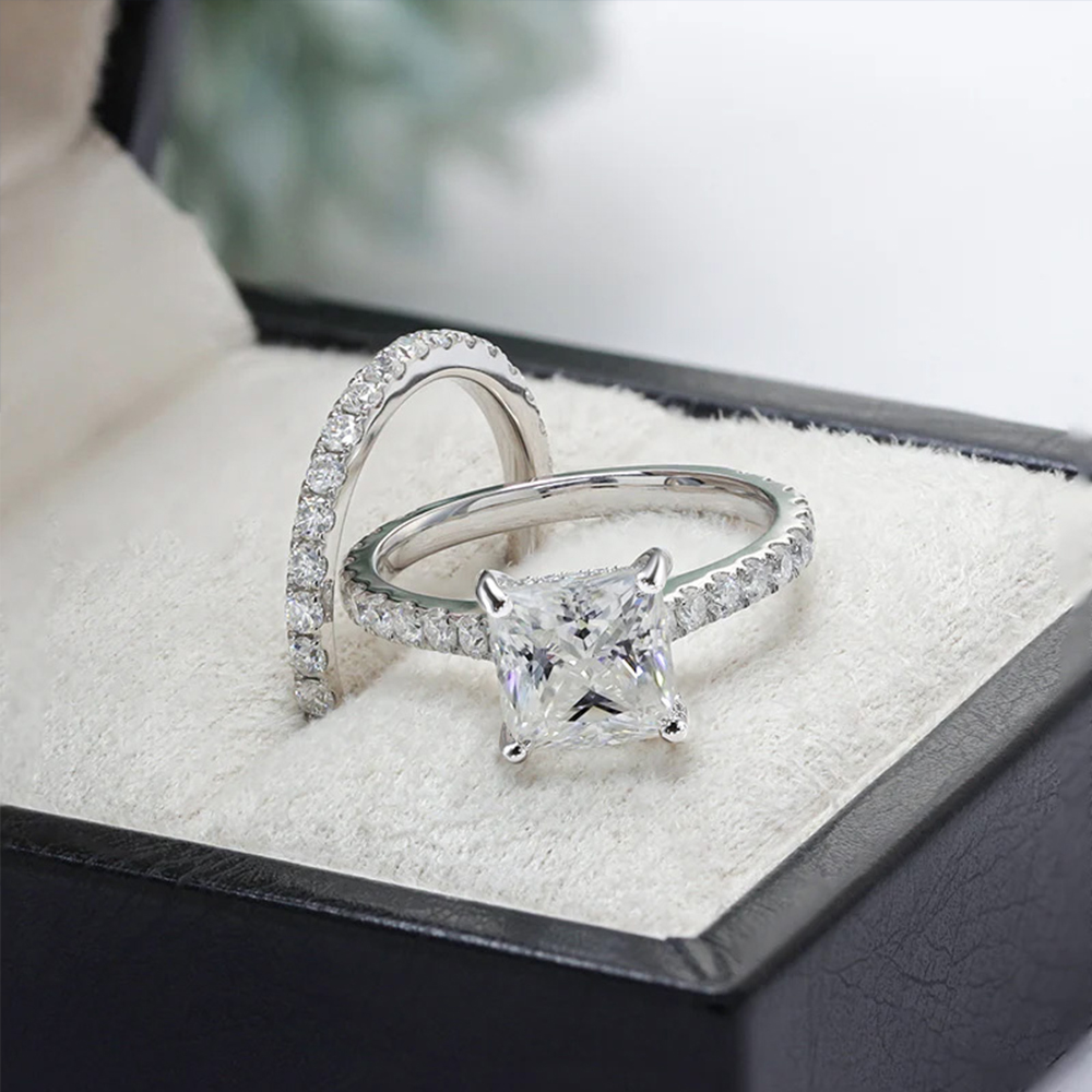 2 karat D VVS1 prenses kesim t - Moissanite Engagement Ring 2 Carat D Vvs1 incelemesi ve fiyatı