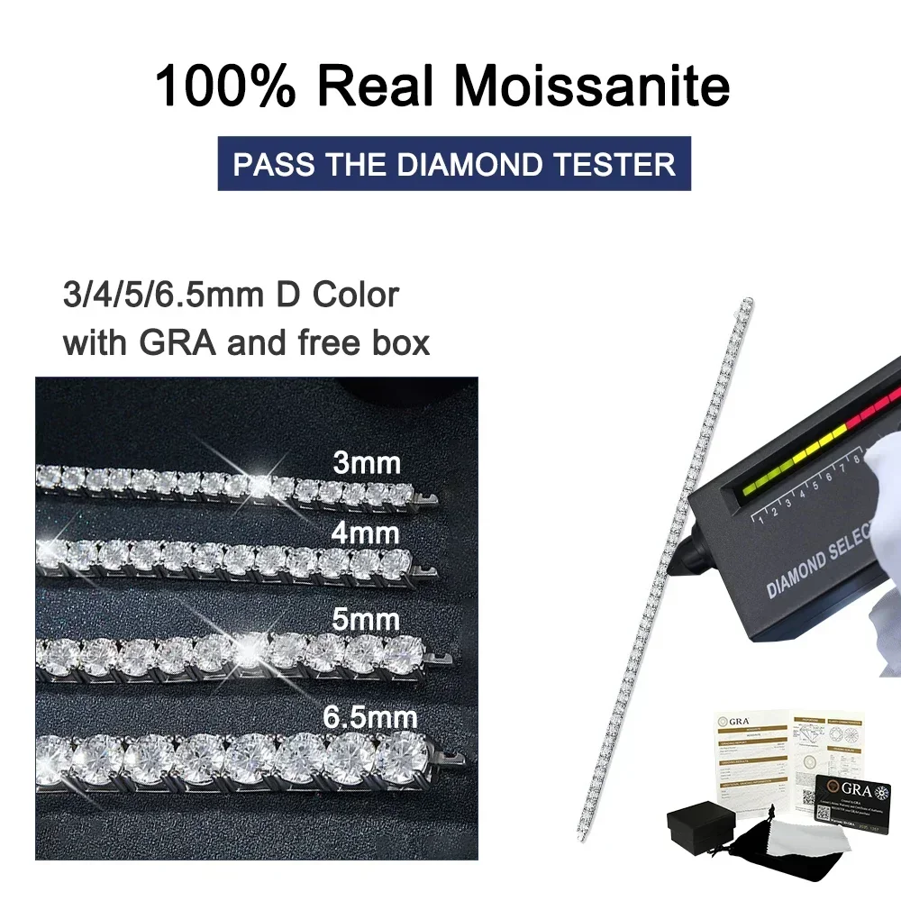 2-6.5mm Gerçek Mozanit Tenis B - Moissanite Tennis Bracelet 925 Sterling incelemesi ve fiyatı
