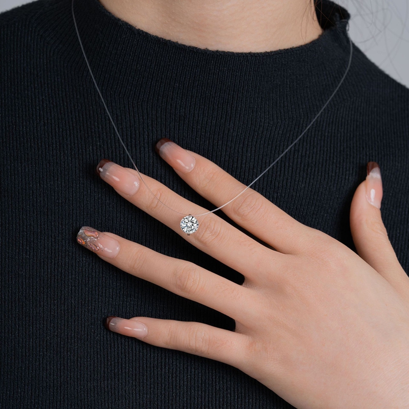 Lnkry 5mm/6.5mm/8mm Tek Taş Mo - Moissanite Pendant Necklace Solitaire incelemesi ve fiyatı
