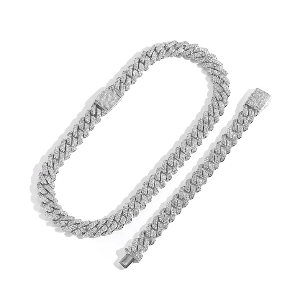 NUOYA 10/15MM Çift Sıra VVS Mo - Moissanite Cuban Link Chain Iced Out incelemesi ve fiyatı