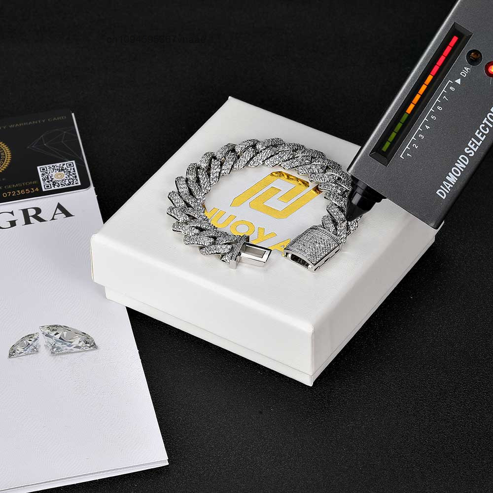 NUOYA 10/15MM Çift Sıra VVS Mo - Moissanite Cuban Link Chain Iced Out incelemesi ve fiyatı