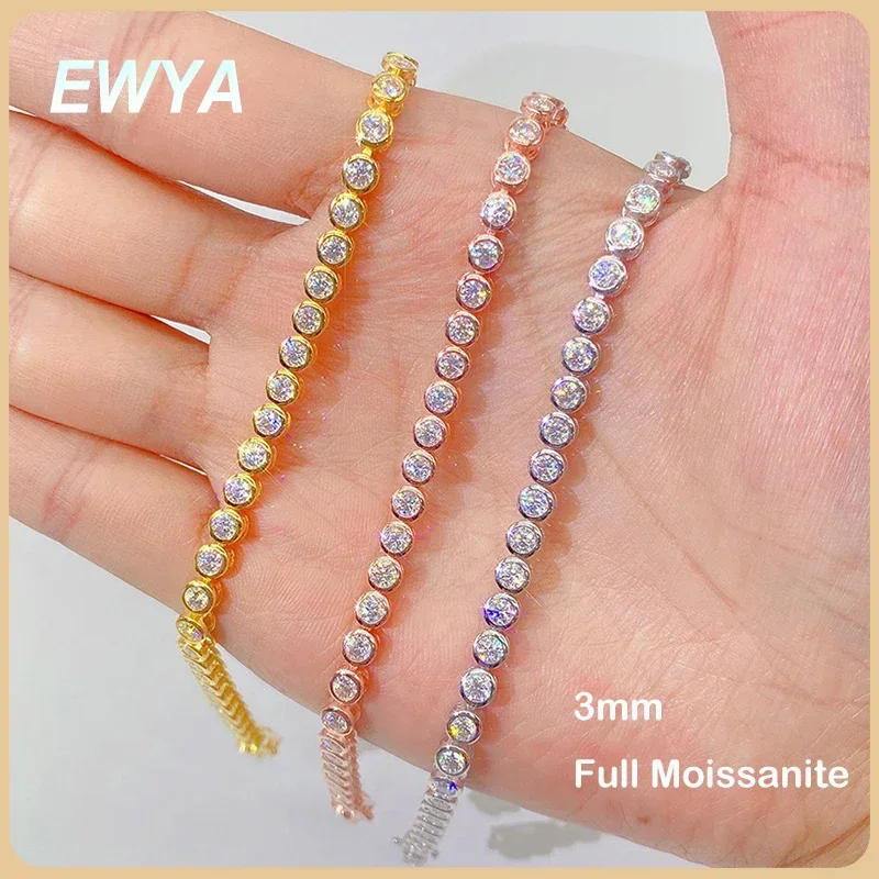 EWYA köpüklü 0.1ct 3mm GRA ten - Moissanite Tennis Bracelet 925 Sterling incelemesi ve fiyatı