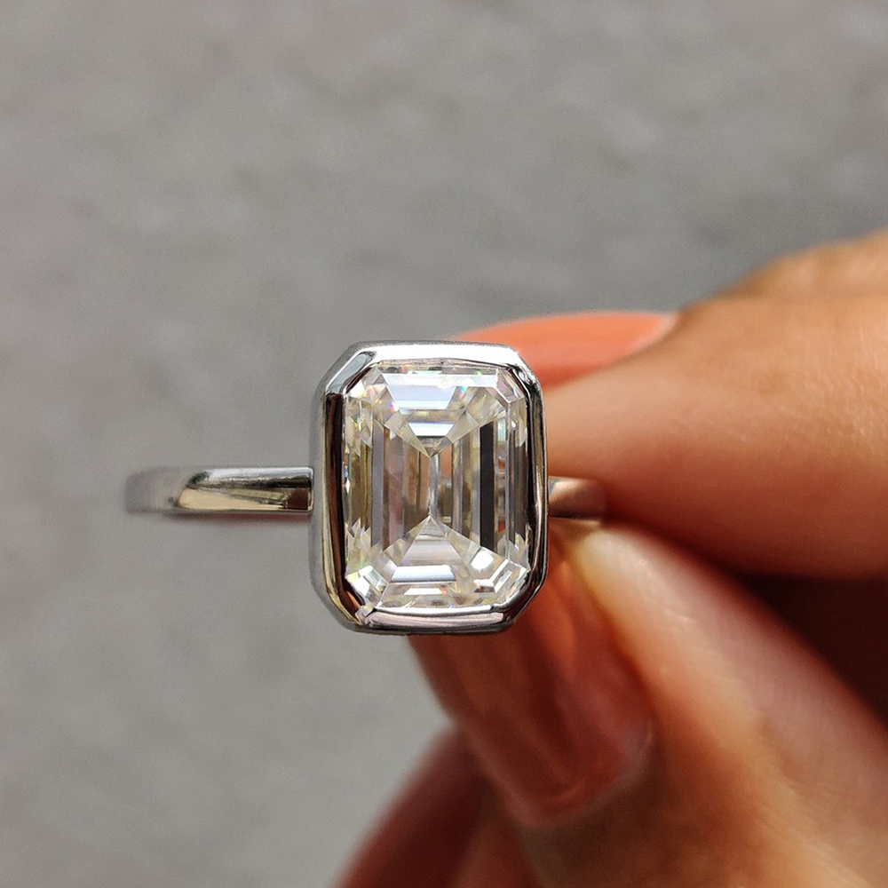 Bezel Kesim Zümrüt Kesim Solit - Moissanite Engagement Ring 2 Carat D Vvs1 incelemesi ve fiyatı