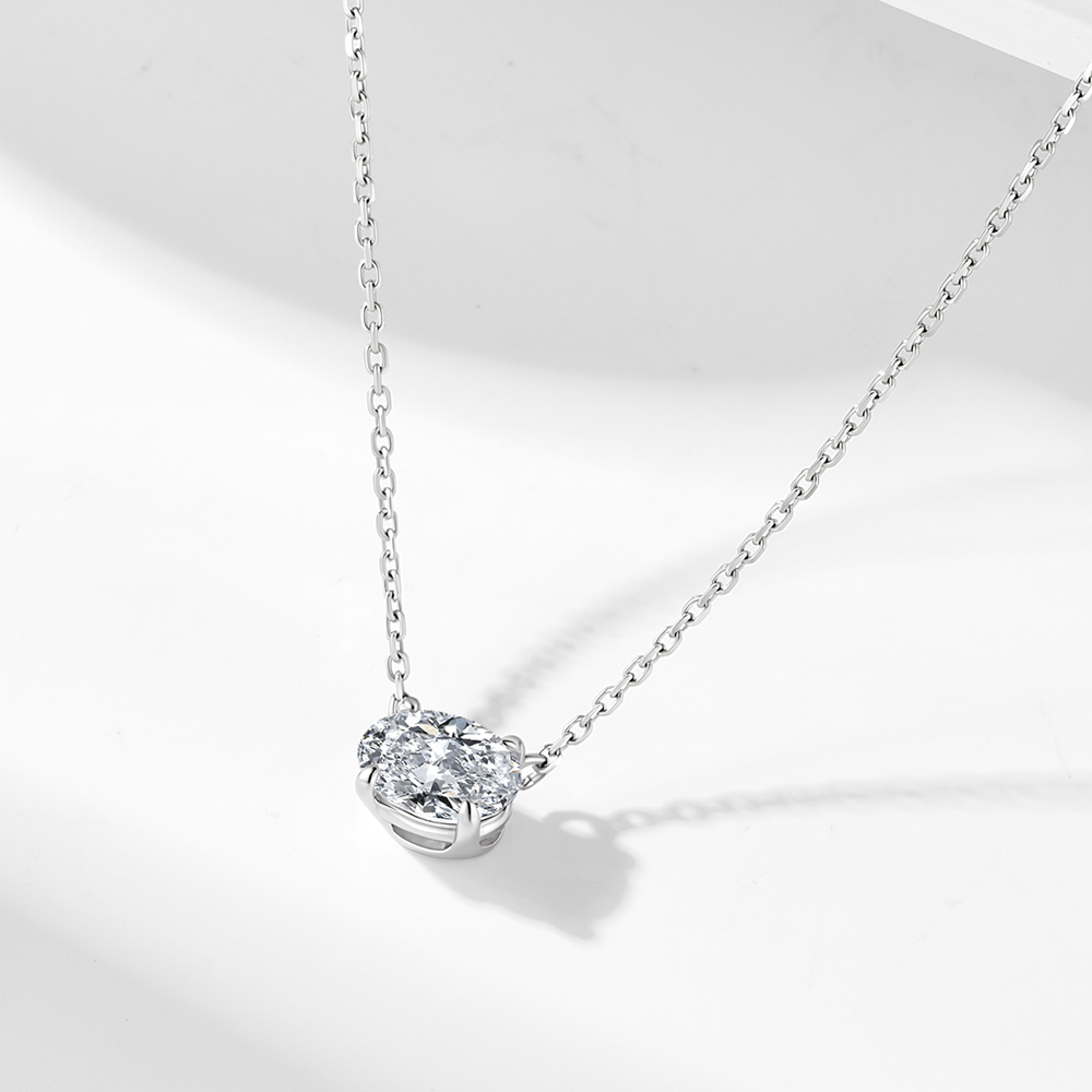 925 Ayar Gümüş, Oval Kesim Moi - Moissanite Pendant Necklace Solitaire incelemesi ve fiyatı