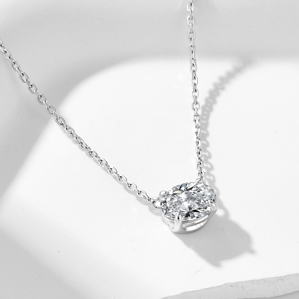 925 Ayar Gümüş, Oval Kesim Moi - Moissanite Pendant Necklace Solitaire incelemesi ve fiyatı