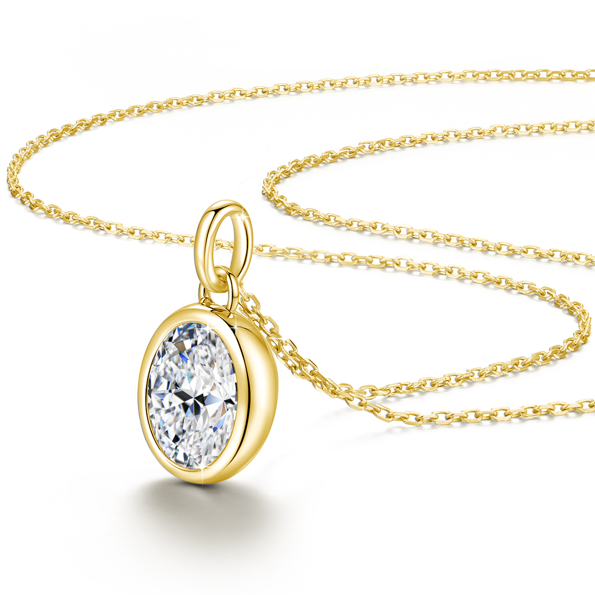 AU585 Altın 14 K Oval Kesim Mo - Moissanite Pendant Necklace Solitaire incelemesi ve fiyatı