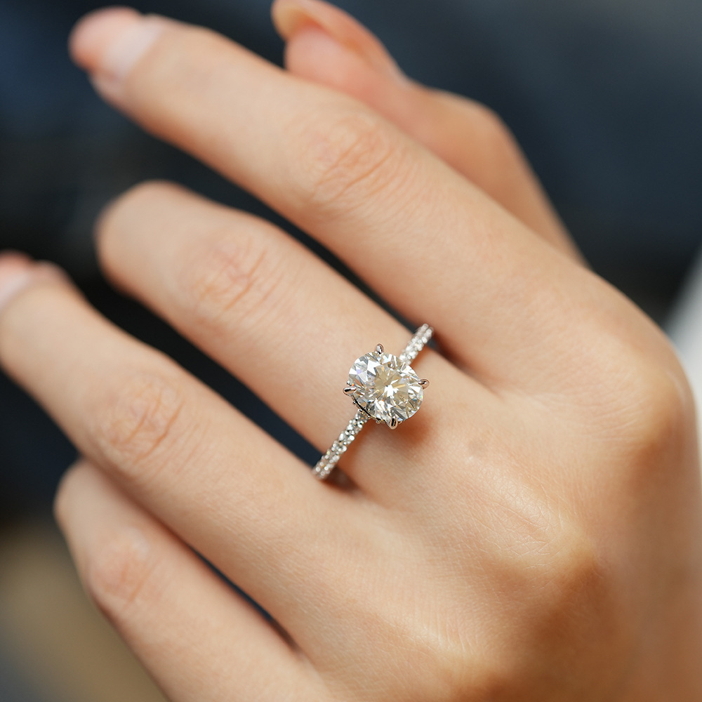 Lüks 925 Ayar Gümüş 1/2/3 Kara - Moissanite Engagement Ring 2 Carat D Vvs1 incelemesi ve fiyatı