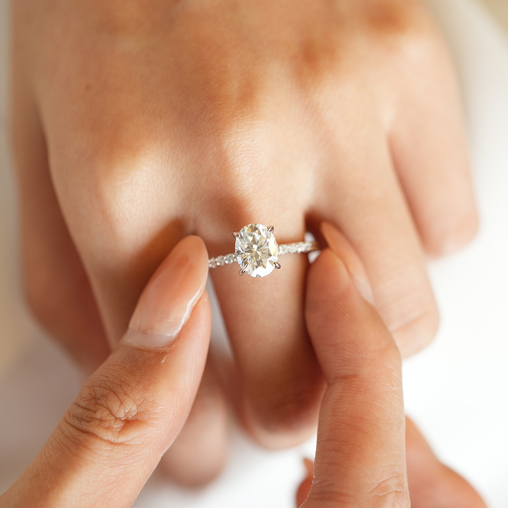 Lüks 925 Ayar Gümüş 1/2/3 Kara - Moissanite Engagement Ring 2 Carat D Vvs1 incelemesi ve fiyatı