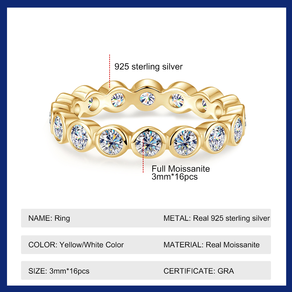 3 mm'lik Her Bir Taşlı Moissan - Moissanite Eternity Band Ring Stackable incelemesi ve fiyatı